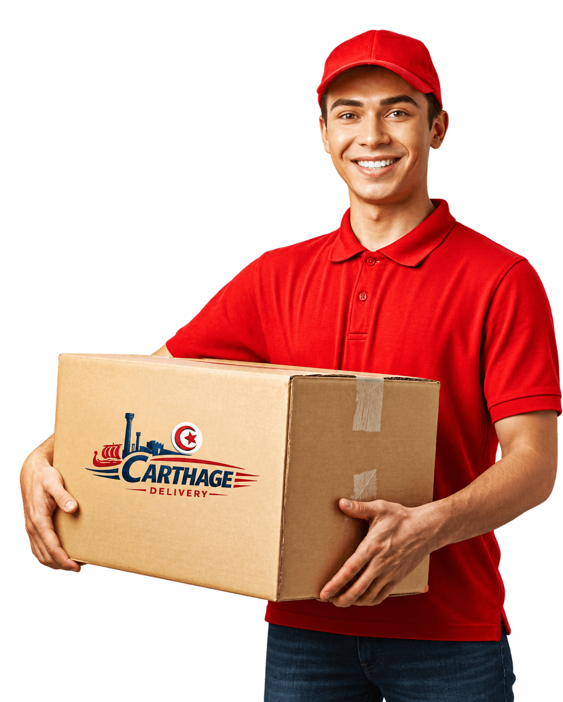 Livreur Carthage Delivery avec colis