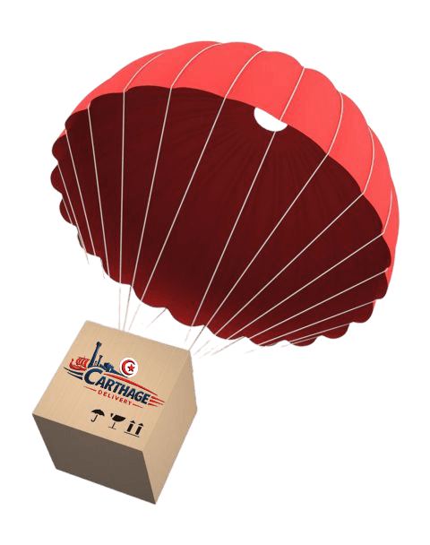 Colis Carthage Delivery livré par parachute